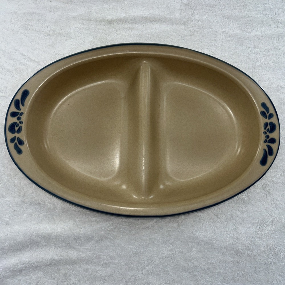 Pfaltzgraff Folk Art 14" Large  Oval Divided Veg. Bowl